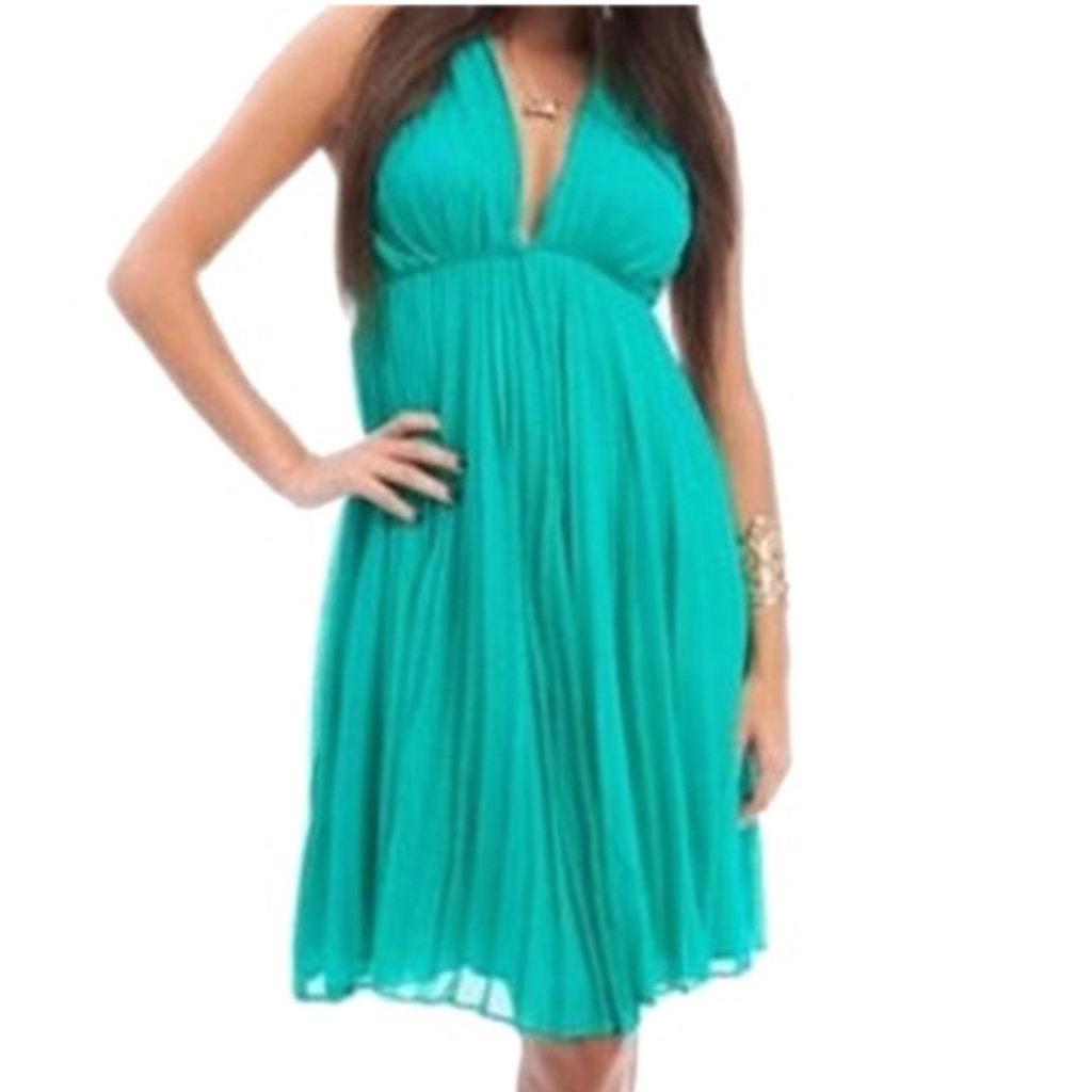 Nwt Women's Accordian Pleat Halter Open Back Cocktail Dress